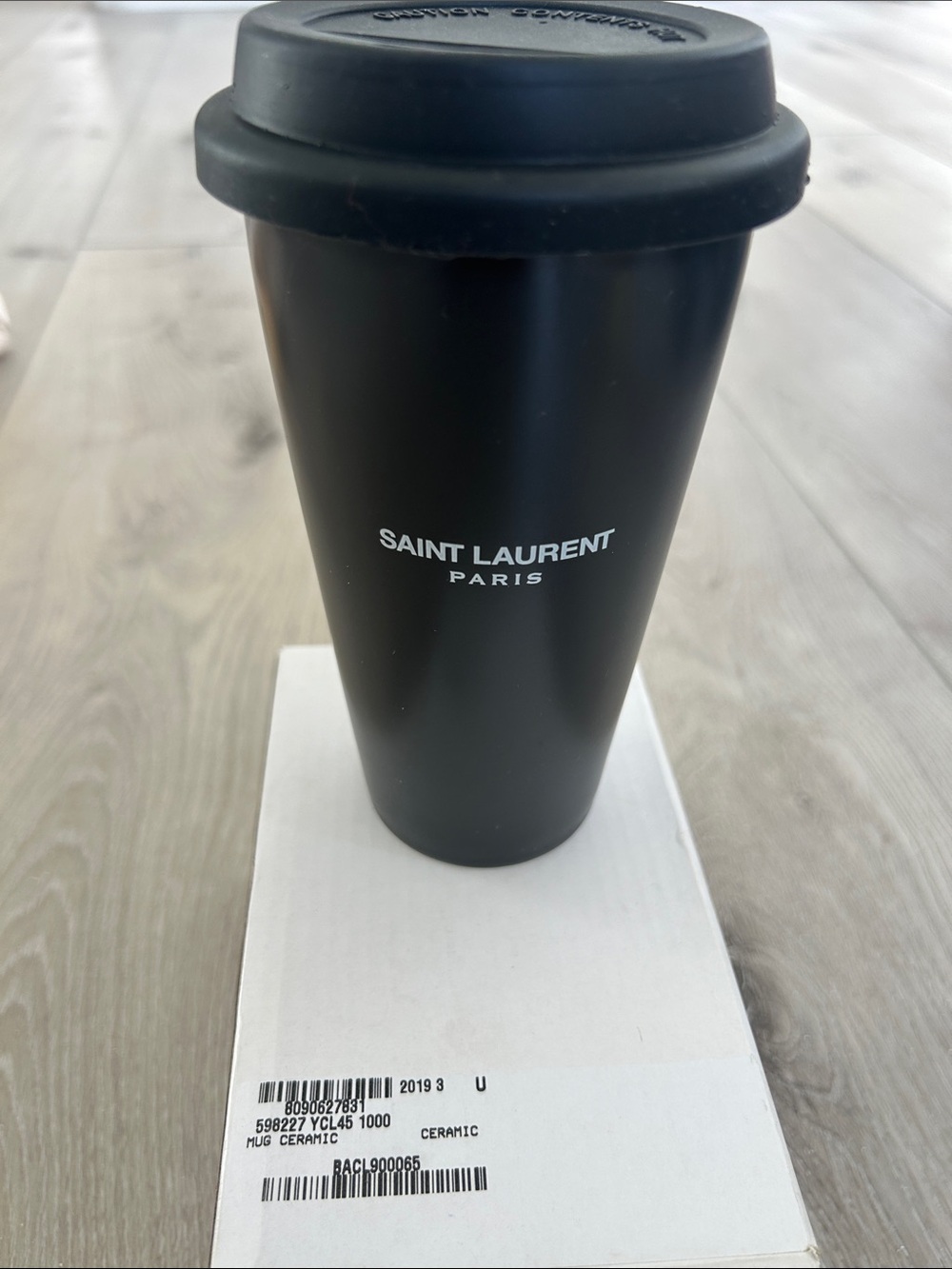 Saint Laurent Black Matte Ceramic Travel Cup